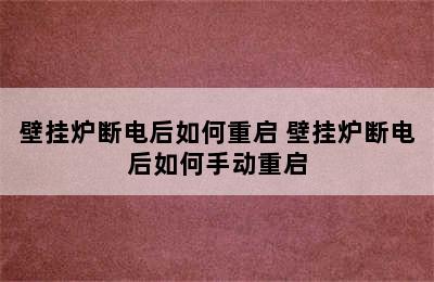 壁挂炉断电后如何重启 壁挂炉断电后如何手动重启